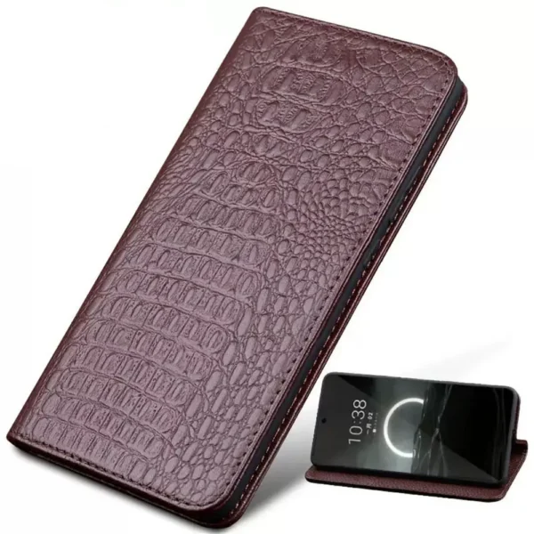 Premium Cowhide Leather Crocodile Flip Case for Samsung S25 S24 Ultra